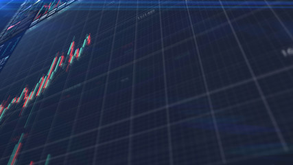 Aufkleber - Stock Market Trading, Forex, Crypto Currency with technical price graph indicators and data numbers mock up screenshot for trading financial and investment concept
