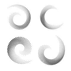 Wall Mural - Circle dots backdrop. Halftone shapes, abstract logo emblem or design element for any project.