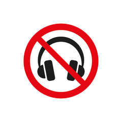 Wall Mural - No headphones sign on white background.