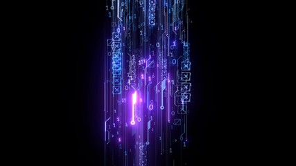 Wall Mural - falling digital stream data background