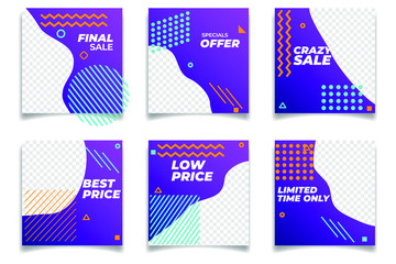 Fototapete - Business presentation template Social media pack. Set of modern square blog posts Editable simple info banner for app, web mail