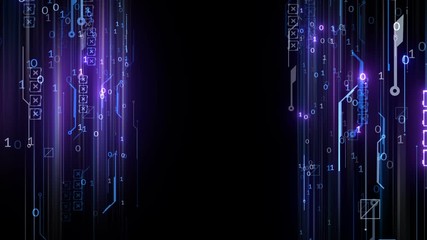 Wall Mural - digital data stream flow background tech