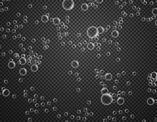 Wall Mural - air bubbles stream on white background. Fizzy sparkles in water, sea, aquarium. Soda pop. Champagne. Effervescent drink. Undersea vector texture.