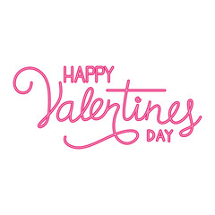 Sticker - happy valentines day label in neon light vector illustration design