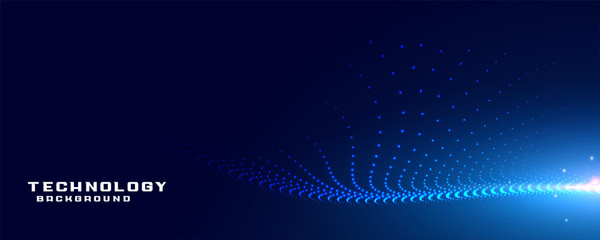 technology digital glowing wave particle banner design