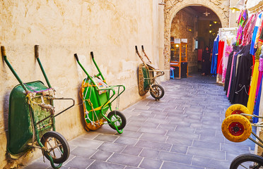 Sticker - The porters' barrows in Souq Waqif, Doha, Qatar