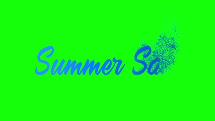 Wall Mural - Summer Sale text animation with dust reveal motion graphic effect on green background in 4k resolution