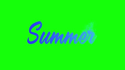 Wall Mural - Summer word animation with sand transition motion graphic effect on green background in 4k resolution