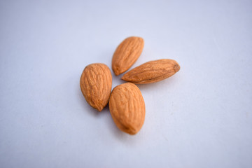 Almonds. Almond nut isolated.Full depth of field. Close-Up Stock Photography Image