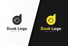 Black And Yellow Initial Letter D Duck Logo Isolated One White And Black Background. Flat Vector Logo Design Template Element