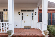 Front Door And Porch Of A Residential Home