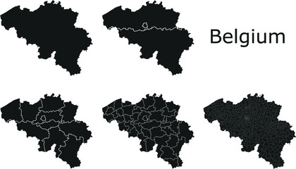 Wall Mural - Belgium vector maps with administrative regions, municipalities, departments, borders