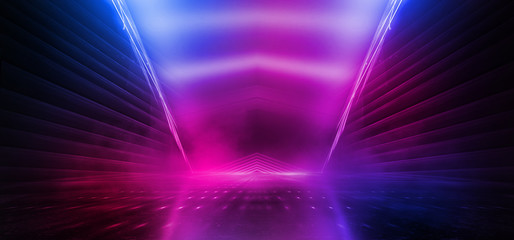 Wall Mural - dark background with lines and spotlights, neon light, night view. abstract pink background.