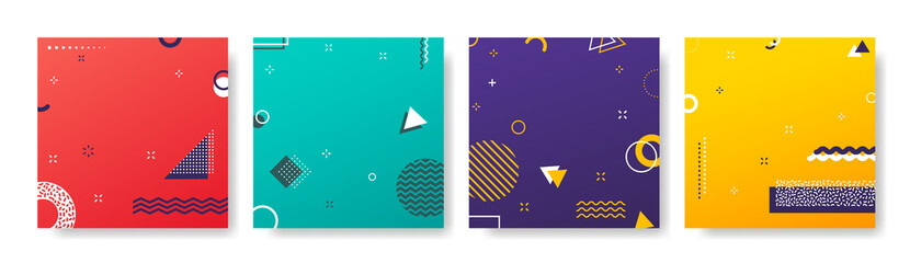 Wall Mural - Abstract geometric patterns. Gradients covers design. Set of business brochure, applicable for placards, banners, posters, flyers. Vector illustration.
