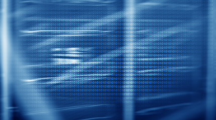 Wall Mural - Binary Code on Server Room Background. Abstract Wallpaper