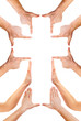 © Ioan Panaite - hands making cross symbol, religious sign isolated on white background