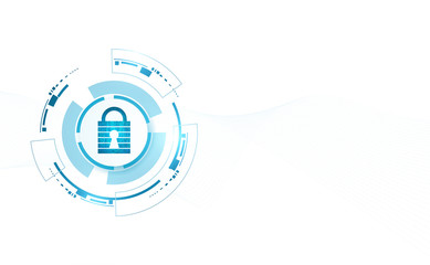 Wall Mural - abstract cyber security with padlock blue circle technology future cyber background.