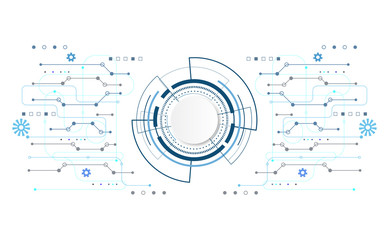 Wall Mural - abstract technology futuristic circuit board concept hi-tech computer digital white circle on gray b
