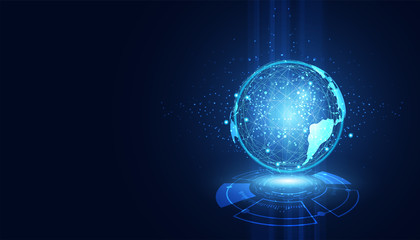 abstract technology concept global circle connection futuristic earth.vector illustration