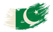 Pakistani Flag Grunge Brush Background. Vector Illustration.