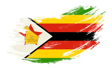 Wall Mural - Zimbabwean flag grunge brush background. Vector illustration.