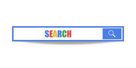 Wall Mural - Modern flat search bar with blue search icon. Web vector