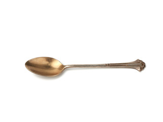 Wall Mural - silver vintage small coffee spoon for pouring sugar isolated on a white background