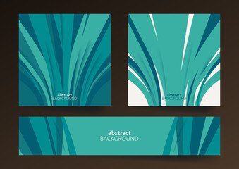 Set of three blue abstract templates with graphic elements and place for text. 