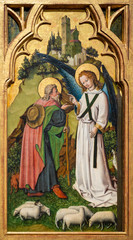 Canvas Print - Vienna, Austria. 2019/11/7. The Annunciation to Joachim. c. 1445. Painting on fir. By the Master of the Lichtenstein Castle. Österreichische Galerie Belvedere – Austrian Gallery Belvedere.