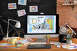 © Pixel-Shot - Comfortable workplace of interior designer in office