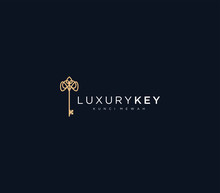 Luxury Key Logo Dark Background , Symbol Icon Vector 