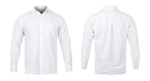 Business Or White Blue Shirt, Front And Back View Mock-up Isolated On White Background With Clipping Path.