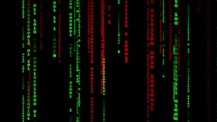 Wall Mural -  Cyberspace with green digital falling lines, abstract background, binary chain. Crypto space.Digital binary data, streaming code background. Matrix background. Programming / Coding / Hacker concept. 