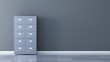 File cabinet on the gray wall - 3d rendering