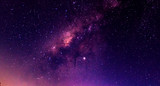 Amazing Panorama blue night sky milky way and star on dark background.Universe filled with stars, nebula and galaxy with noise and grain.Photo by long exposure and select white balance.selection focus