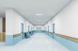 Perspective view of empty hospital corridor
