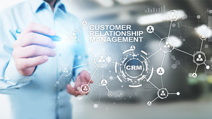 CRM - Customer relationship management automation system software. Business and technology concept.