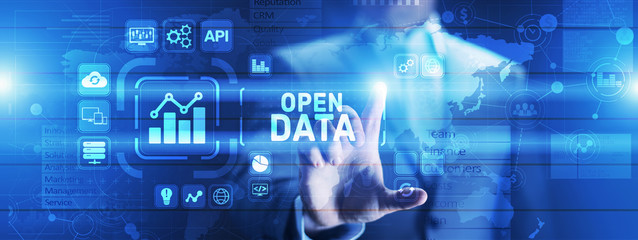 Wall Mural - Open data database integration api internet technology concept.