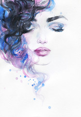 beautiful woman. fashion illustration. watercolor painting