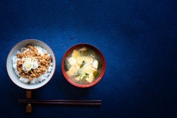 Sticker - 納豆ご飯と豆腐の味噌汁