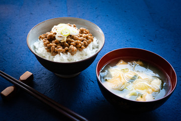 Sticker - 納豆ご飯と豆腐の味噌汁