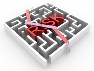 Risk maze concept, challenge and human choices theme. Original 3d rendering