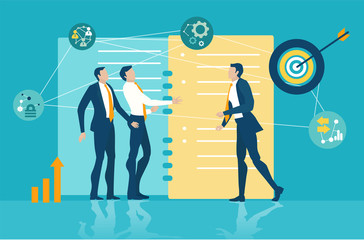 Wall Mural - Team of successful business people talking in office, negotiating, having a meeting, discussing new opportunities, solving the problems 