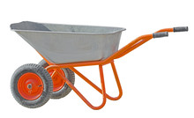 Garden Metal Wheelbarrow Cart Isolated On White
