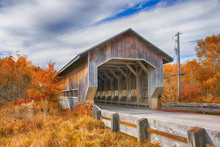 Fall Image Of Caine Road Covered Bridge