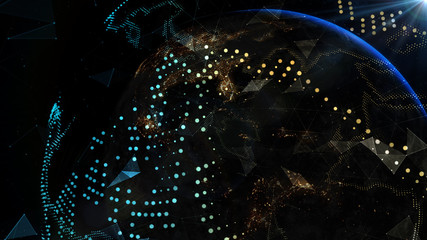 Wall Mural - Planet earth from the space at night. Elements of this image furnished by NASA - 3d illustration.