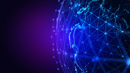 Wall Mural - World map point. Concept the global network connection. 3d illustration.