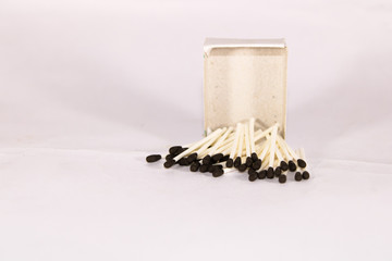 Wall Mural - A creative concept of a wax match box with with stick and black head 