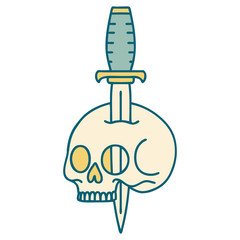 tattoo style icon of a skull and dagger