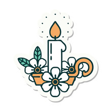 Tattoo Style Sticker Of A Candle Holder